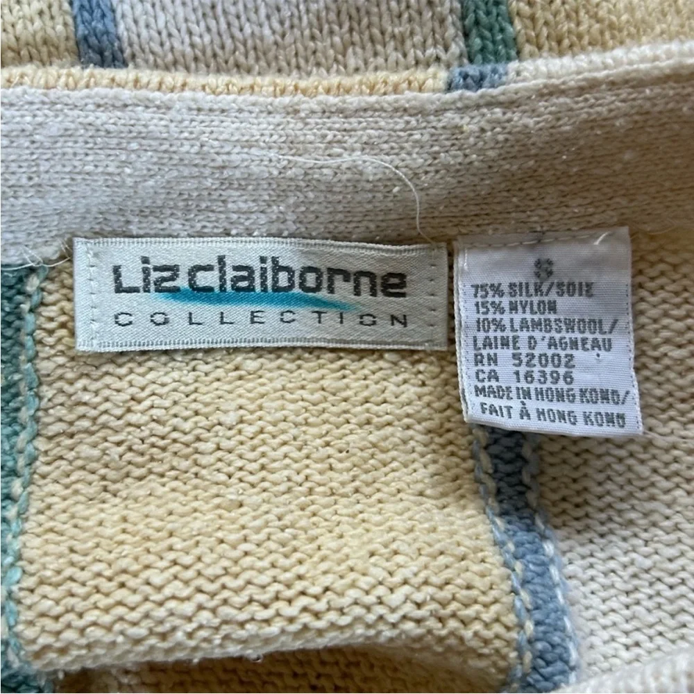 Vintage Liz Claiborne Striped Silk Blend Oversized Sweater 80s Preppy Small NWT